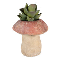 Clayre & Eef | Bloempot Paddenstoel Binnen Bruin Rood ø 21x23 cm | 6TE0460L