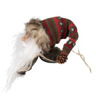 Clayre & Eef | Decoratie Hanger Kerstman Rood Wit 10x9x28 cm | 65267