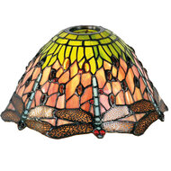 Clayre & Eef | Lampenkap Tiffany Groen, Rood ø 25x15 cm / KH 6 cm | 5LL-8827