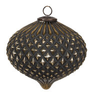 Clayre & Eef | Kerstbal Zwart ø 18x21 cm | 6GL4319