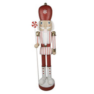 Clayre & Eef | Decoratie Beeld Notenkraker Rood, Wit 43x34x167 cm | 5Y1179