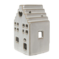 Clayre &amp; Eef   | Theelichthouder Kerst Huisje Beige 9x7x14 cm | 6CE1588M