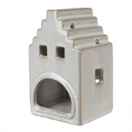 Clayre &amp; Eef   | Theelichthouder Kerst Huisje Beige 9x7x14 cm | 6CE1588M