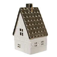 Clayre & Eef | Decoratie Huisje met LED Beige, Goudkleurig 10x8x16 cm | 6CE1597L