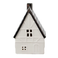 Clayre & Eef | Decoratie Huisje met LED Beige Zilverkleurig 8x7x12 cm | 6CE1597M