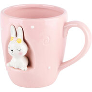 Dekoratief | Mok roze m/bunny, keramiek, 15x12x11cm | A220752