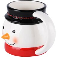 Dekoratief | Mok 'Snowman', wit/rood/zwart, dolomiet, 14x12x10cm | A225582