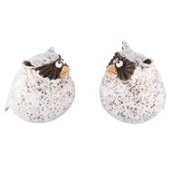 Dekoratief | Uiltje 'Gregoir', wit, keramiek, 11x10x11cm, set van 2 stuks | A225613