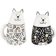 Dekoratief | Deco poes 'Molly', wit/zwart, resina, 9x7x12cm, set van 2 stuks | A230402