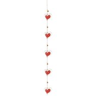 Dekoratief | Slinger m/harten, rood/wit, metaal, 100x7cm | A235666