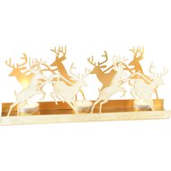 Dekoratief | Theelichthouder m/herten, wit/goud, metaal, 33x8x12cm | A238163
