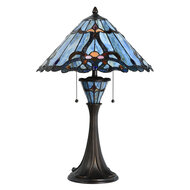 Clayre & Eef | Tiffany Tafellamp Blauw ø 40x61 cm E27/max 2x60W | 5LL-6313