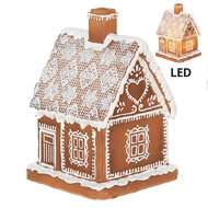 Clayre & Eef | Decoratie Huis met LED Bruin 13x13x18 cm/ 3xAAA | 6PR3974