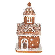 Clayre & Eef | Decoratie Huis met LED Bruin 14x14x25 cm/ 3xAAA | 6PR3983