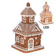 Clayre & Eef | Decoratie Huis met LED Bruin 14x14x25 cm/ 3xAAA | 6PR3983