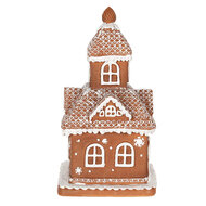 Clayre & Eef | Decoratie Huis met LED Bruin 14x14x25 cm/ 3xAAA | 6PR3983