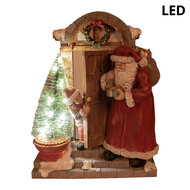 Clayre & Eef | Kerstdecoratie Beeld Kerstman Rood, Bruin 18x8x22 cm | 6PR4945
