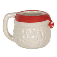 Clayre & Eef | Mok Wit Rood 15x11x9 cm / 450 ml | 6CEMU0133