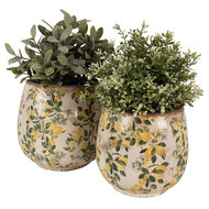 Clayre & Eef | Bloempot Binnen Beige Geel ø 18x17 cm | 6CE1608L