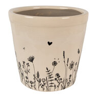 Clayre & Eef | Bloempot Binnen Beige, Zwart ø 21x20 cm | 6CEFAF0001XL