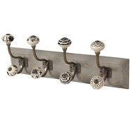 Clayre &amp; Eef   | Wandkapstok 4 haken Wit 45x10x18 cm | 6H1847