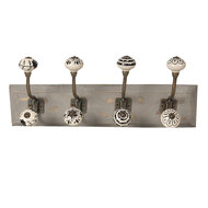 Clayre &amp; Eef   | Wandkapstok 4 haken Wit 45x10x18 cm | 6H1847