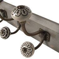 Clayre &amp; Eef   | Wandkapstok 4 haken Wit 45x10x18 cm | 6H1847