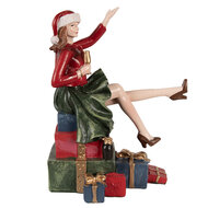 Clayre & Eef | Decoratie Beeld Vrouw Rood Groen 15x10x18 cm | 6PR3982
