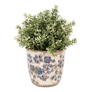 Clayre & Eef | Bloempot Binnen Beige Blauw ø 11x10 cm | 6CE1619XS