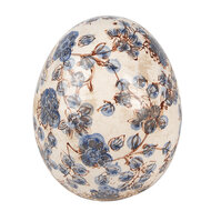 Clayre & Eef | Decoratie Beeld Ei Beige Blauw ø 14x16 cm | 6CE1620L