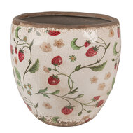 Clayre & Eef | Bloempot Binnen Beige Rood ø 18x18 cm | 6CE1634L