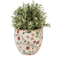 Clayre & Eef | Bloempot Binnen Beige Rood ø 14x14 cm | 6CE1634M