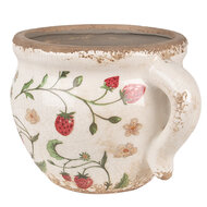 Clayre & Eef | Bloempot Binnen Beige Rood 17x14x12 cm | 6CE1635