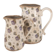 Clayre & Eef | Decoratieve Schenkkan Beige Blauw 16x12x18 cm | 6CE1640M