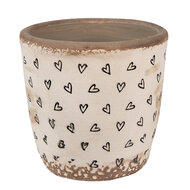 Clayre & Eef | Bloempot Binnen Beige Zwart ø 13x12 cm | 6CE1652S