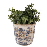 Clayre & Eef | Bloempot Binnen Beige Blauw ø 14x14 cm | 6CE1619M