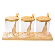 Clayre & Eef | Voorraadpot Deksel Transparant (3) ø 8x10 cm / 29x9x12 cm | 6GL4411