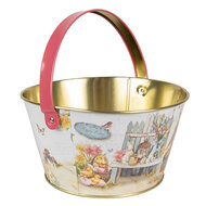 Clayre & Eef | Opbergmand Wit Blauw Rood ø 19x10 cm | 6BL0108