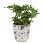 Clayre & Eef | Bloempot Binnen Beige Blauw ø 16x16 cm | 6CE1658L
