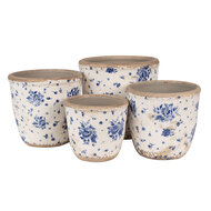 Clayre & Eef | Bloempot Binnen Beige Blauw ø 16x16 cm | 6CE1658L