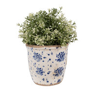 Clayre & Eef | Bloempot Binnen Beige Blauw ø 15x14 cm | 6CE1658M