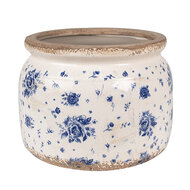 Clayre & Eef | Bloempot Binnen Beige Blauw ø 20x15 cm | 6CE1659L