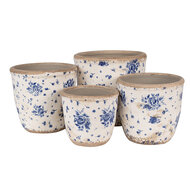 Clayre & Eef | Bloempot Binnen Beige Blauw ø 15x14 cm | 6CE1658M