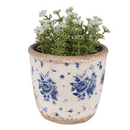 Clayre & Eef | Bloempot Binnen Beige Blauw ø 11x10 cm | 6CE1658XS