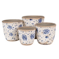 Clayre & Eef | Bloempot Binnen Beige Blauw ø 11x10 cm | 6CE1658XS