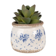 Clayre & Eef | Bloempot Binnen Beige Blauw ø 12x10 cm | 6CE1659S