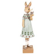 Clayre & Eef | Decoratie beeld Konijn Bruin Groen 9x8x28 cm | 6PR5002