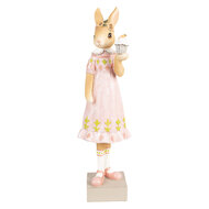 Clayre & Eef | Decoratie beeld Konijn Bruin Roze 9x8x28 cm | 6PR5003