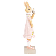 Clayre & Eef | Decoratie beeld Konijn Bruin Roze 9x8x28 cm | 6PR5003