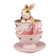Clayre & Eef | Decoratie Beeld Konijn Bruin Roze 9x7x10 cm | 6PR4985